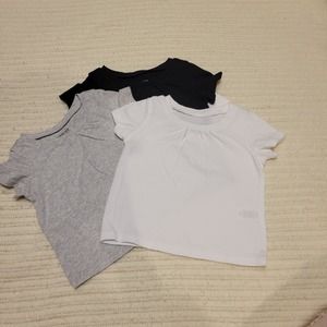 Set of 3 cotton shirts for baby girl, size 9M